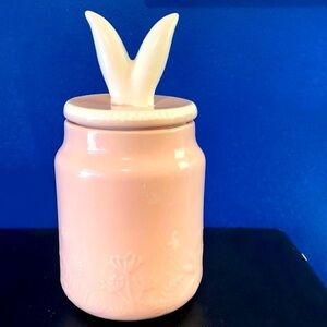 Peppertree Tabletops Pink with White Bunny Ears 9” Canister Jar